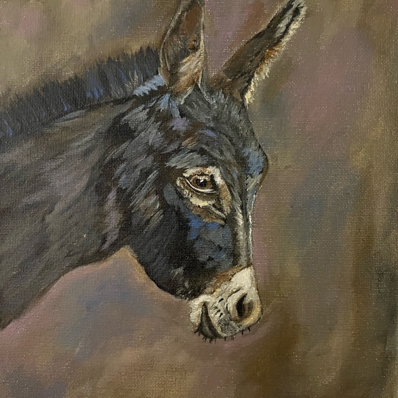 Origami donkey on canvas by Leah Smith - Picture 1 of 2